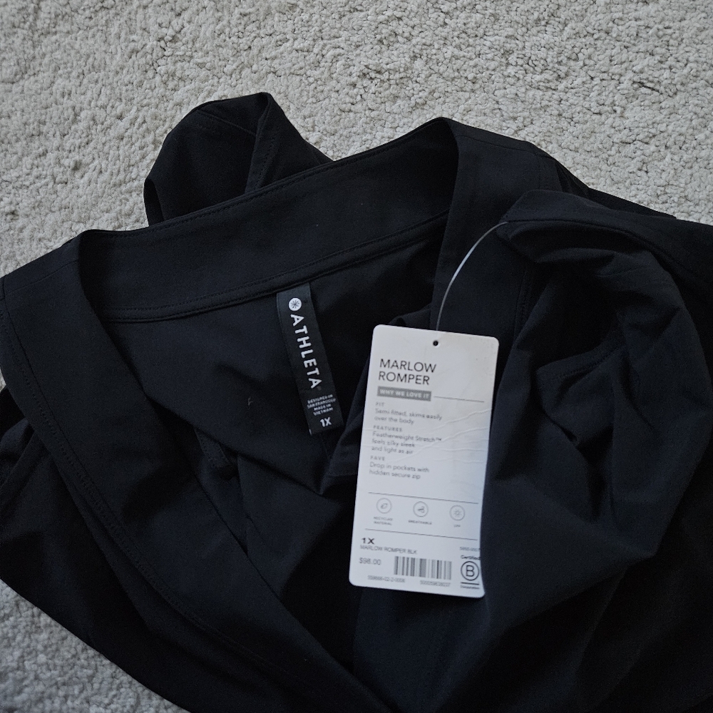 NWT Athleta | Marlow Romper Black Athletic Athleisure Outdoor, Womens 1X - Picture 7 of 7